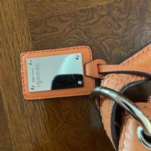 Tignanello bright orange leather shoulder bag